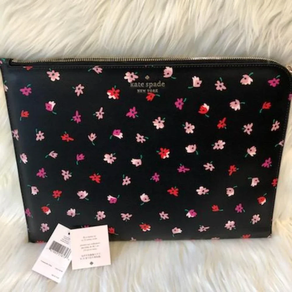 Kate Spade Black w/ Floral Laptop Sleeve